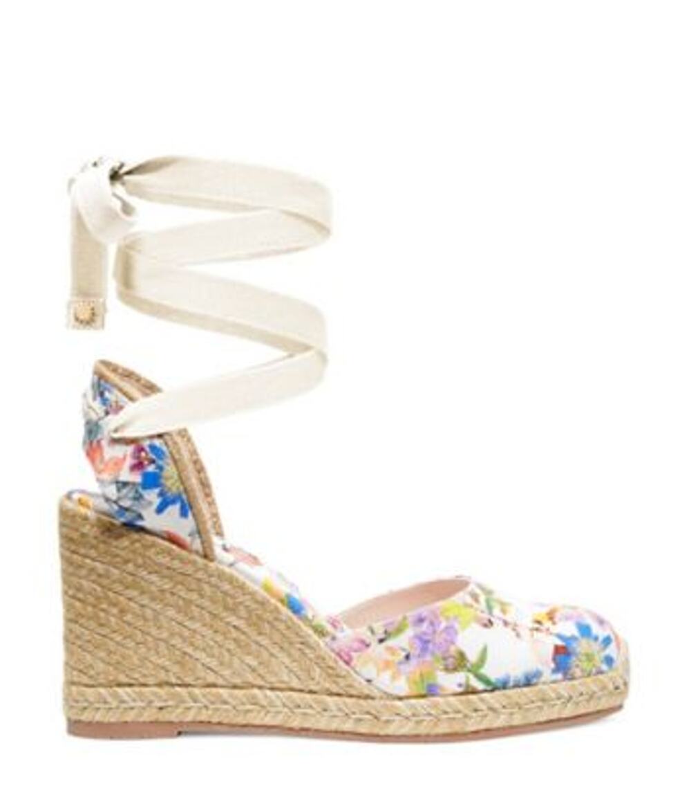 Stuart Weitzman Floral Multicolor Marguerita Espadrille Wedge Sandals Size 7.5